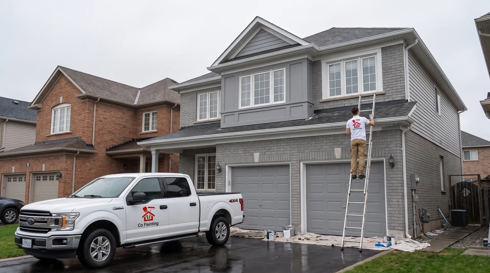 Exterior painting prep at a Parkwoods home in North York