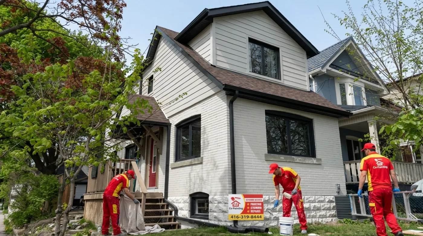 Exterior painting on a North York home by Co Painting